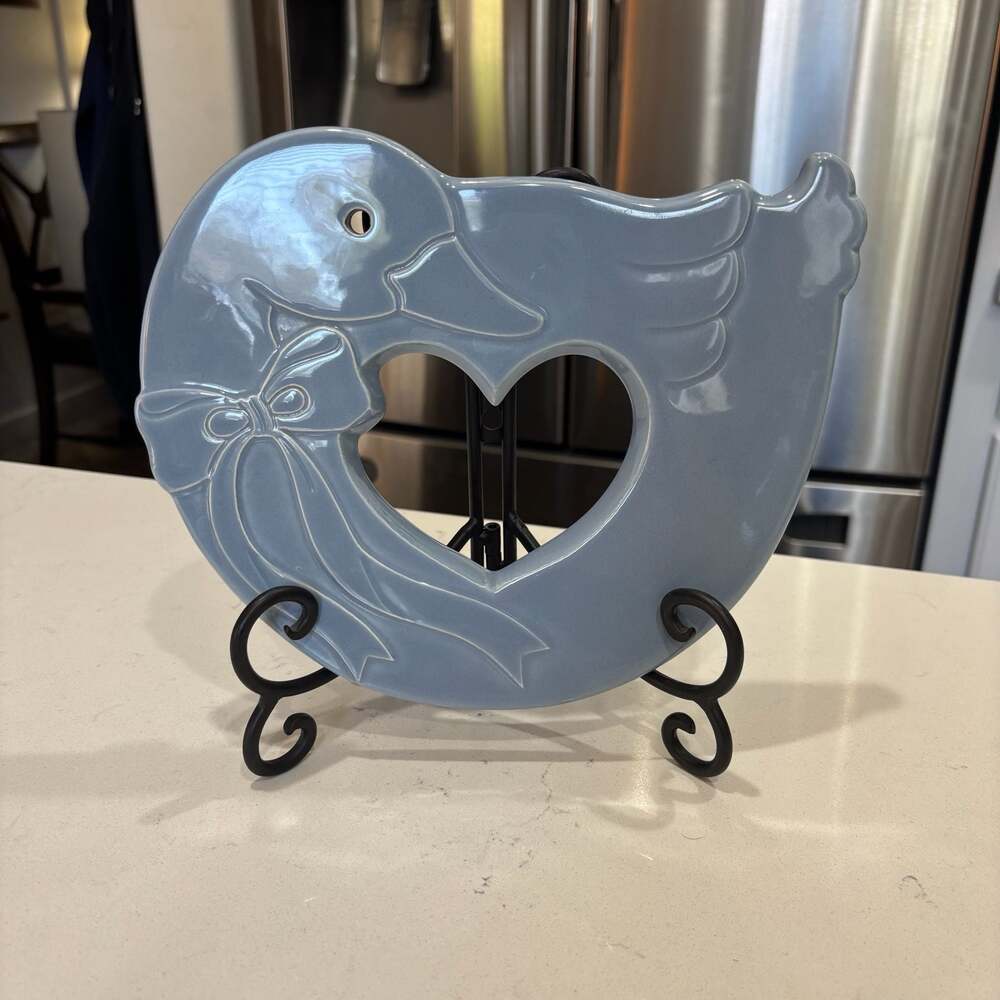 Treasure Craft Blue Ceramic Duck Heart Trivet Wall Plaque